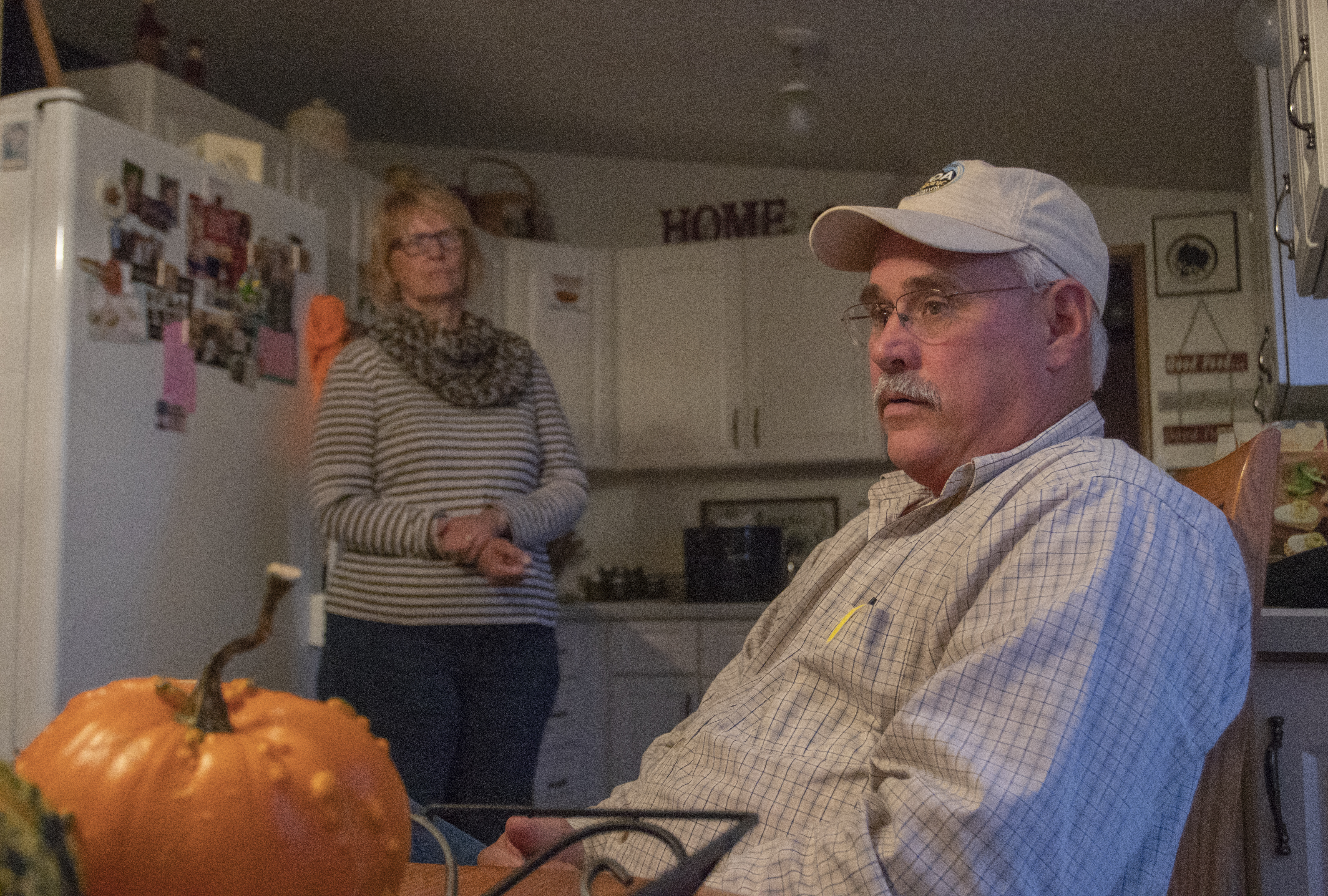 Daryl Lassila, a fourth-generation farmer outside Great Falls, Montana, was shunned by the community when he threatened to sue his neighbor for compensation after his organic farm was contaminated by a herbicide. His wife, Linda, and family stood by his side. PHOTO BY GABBY FRIEDLANDER | STAFF PHOTOGRAPHER